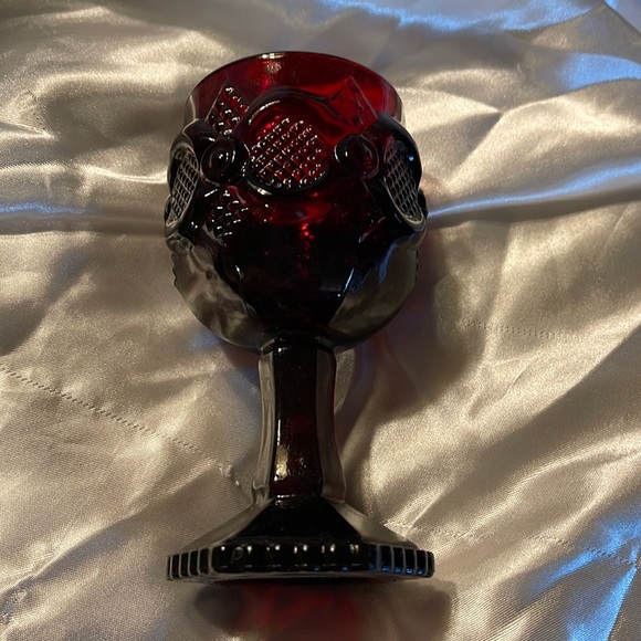 Avon Other - Avon Red Cape Cod Vintage Wine Goblet (candlette) Glasses Red Heavy Glass